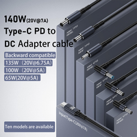 Câble DOONJIEY Type C vers DC 1,8 m PD 140 W, cordon d'alimentation en nylon /Dell/, convertisseur de charge rapide 20 V 7 A