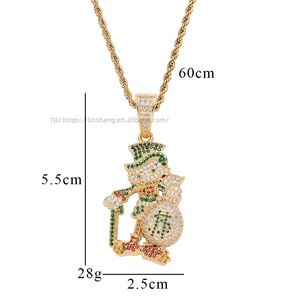 Colgante de bastón y bolsa de dinero para caballero, Collar de cobre con circonitas cúbicas estilo hip hop de dibujos animados, Cadena con dije de hombre rico con incrustaciones de circonitas - Product Image 5