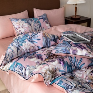 Hot Sale High Quality Egyptian Cotton Bed Sheet Flower <strong>Duvet</strong> Cover Printed Floral 4pcs <strong>Purple</strong> Bedding <strong>Set</strong> - Product Image 6