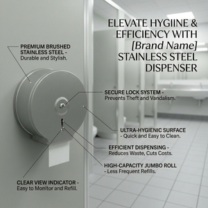 Porte-papier toilette mural moderne en acier inoxydable SUS201, distributeur de papier toilette circulaire verrouillable pour salle de bain - Product Image 2