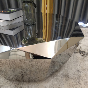 Modern Luxury Home Furniture <strong>Polygon</strong> Design Silver Stainless Steel Coffee <strong>Table</strong> for Living Room Apartment - Product Image 4