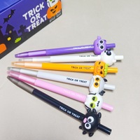 Stylos à gel rétractables Halloween Devil en gros, en silicone, motif chauve-souris, citrouille, animal mignon, fantôme, pointe 0,5 mm, en plastique, pour signature