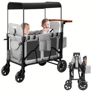 4 chỗ ngồi di động gấp Wagon Xe đẩy tán thoải mái chất liệu vải OEM tùy chỉnh bốn bánh cho trẻ em 'du lịch cắm trại - Product Image 3