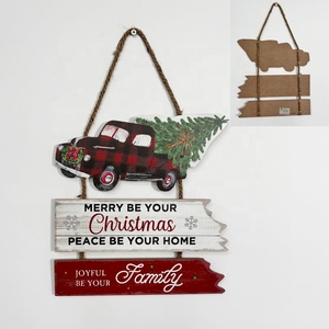 Letrero Navideño Irregular de MDF para Colgar en la Pared, Diseño de Coche y Sombrero, Hecho a Mano, 30x65.5x0.6cm, Venta al Por Mayor 2025 - Product Image 4
