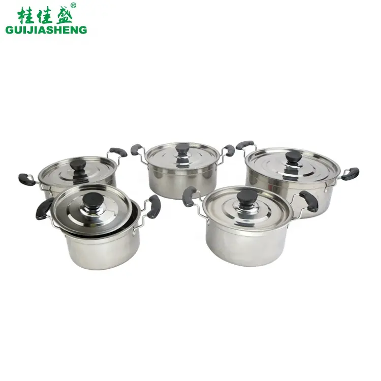 Cheap 10pcs Cooking Pots Cookware Set Stainless Steel with Steel Metal Cover Double Handle for Kitchen Cooking Soup Combined Pot
