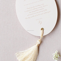 Ensemble de cartes de mariage vintage personnalisées avec impression Vanille, logo personnalisé, découpe à la forme, pompon, menu RSVP en carton personnalisé