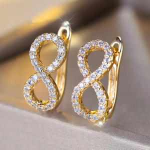 Pendientes de Diamantes Dorados E4748, Corte Brillante Redondo, Color G, Diamantes Naturales, Lujosos, para Uso Diario de Mujer, Chapados en Oro - Product Image 5
