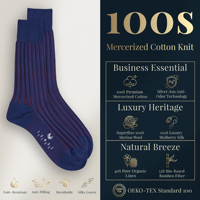 Chaussettes habillées personnalisées pour hommes, en coton mercerisé de luxe, bleu marine, à rayures côtelées bicolores, antibactériennes, pour affaires, vente en gros, personnalisables