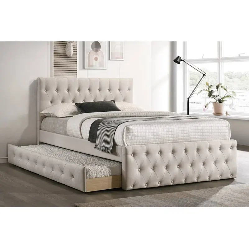 Set di mobili per camera da letto moderna testiera di spessore di lusso leggera prezzo piacevole struttura del letto matrimoniale in tessuto queen size con letto a rotelle
