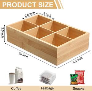 กล่องเก็บชาไม้ไผ่แบบมืออาชีพ ชุด 4 กล่อง กล่องใส่ถุงชาไม้ไผ่ ชุดจัดระเบียบถุงชาสำหรับบ้านและสำนักงาน - Product Image 2