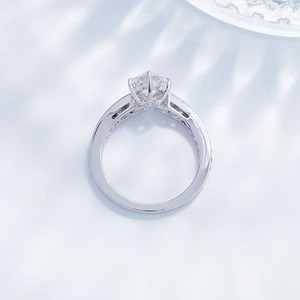 <span class=keywords><strong>Bague</strong></span> de fiançailles en platine Pt950 avec diamant de laboratoire, sertie de 4 griffes, style artistique de luxe léger, pour femme - Product Image 4