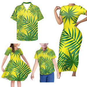 Le donne di alta qualità vestono su misura disegno tribale polinesiano Set di famiglia vestiti per adulti per bambini 4 pz/set Tapa Design - Product Image 6