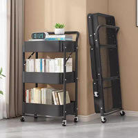 Chariot utilitaire pliable en acier au carbone pour rangement, idéal pour cuisine, salle de bain, chambre et snacks - Vente en gros