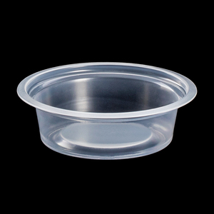 Gobelet PP à fond plat personnalisé de 89 mm, transparent, jetable, pour <span class=keywords><strong>sauces</strong></span>, ketchup, fruits, poissons, fruits de mer, emballage avec option de couvercle personnalisé - Product Image 1
