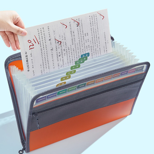 A4 Plastic 13 Pocket <strong>Expanding</strong> <strong>Box</strong> <strong>File</strong> with Zipper PP Material 7 Colors Presentation Binder for School Students - Product Image 5