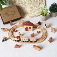 Juguete Educativo de Madera Maciza Montessori CPC EN71, Set de Construcción de Trenes Pequeños con Rieles para Niños de 2 a 6 Años