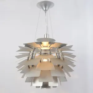 Pinecone Chandelier for Kitchen Dining Room Decoration Italian Design Pendant Lamp Silver Fish Scale Ceiling Light