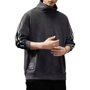 Sudadera de lana gruesa de talla grande para otoño/invierno con cuello alto y media cremallera, estilo casual y holgado de marca de moda. - Product Image 5