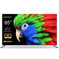TV LCD Smart 4K 85-Inci Buatan Cina dengan Android WiFi LED Backlight Kabinet Hitam untuk Hotel