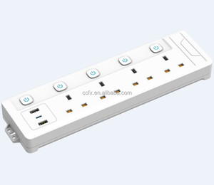White Electric Extension Lead 5 Gang 2 Metre <strong>UK</strong> Plug 3 Pin <strong>Socket</strong> Outlet Wall Mountable Multi <strong>Socket</strong> - Product Image 3