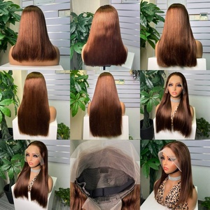 Wholesale 4# Dark Brown Straight Lace Front <b>Wig</b> 100% Virgin <b>Human</b> Hair Lace Frontal <b>Wig</b> for Black Women - Product Image 6