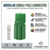 Connecteur d'alimentation pour batterie au lithium monopolaire 75A 600V, prise mâle/femelle en cuivre pour batterie de chariot élévateur, 1 broche