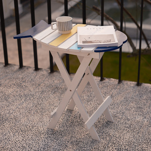 Mediterranean Fish Shaped Coffee <b>Table</b> Wood Foldable Colorful Design Outdoor Indoor Use - Product Image 1