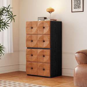 Commode en bois massif en chêne, meuble de rangement modulaire pour salon et chambre à coucher - Product Image 4