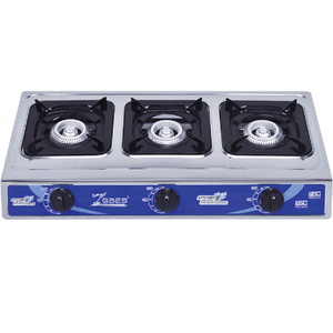 Table de cuisson à gaz 3 brûleurs en acier inoxydable, cuisinière à gaz manuelle pour la maison et les restaurants - Product Image 1