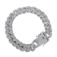 Collier et bracelet hip-hop polyvalents personnalisés pour hommes, bijoux chaîne cubaine punk diamantée de style européen et américain