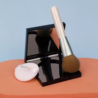 Étui cosmétique portable haut de gamme en plastique PVA doré métallisé, vide, avec miroir, pour fard à joues, poudre libre et illuminateur