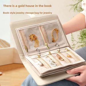 กระเป๋าใส่เครื่องประดับแบบพกพา รุ่นสีทอง สำหรับเก็บต่างหู สร้อยคอ หนังสือ ซิป และงานปักลายใหม่ - Product Image 3