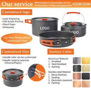 Juego de Utensilios de Cocina Antiadherentes de Aleación de Aluminio para Camping y Senderismo, Estufa de Gas, Ollas y Sartenes Multifuncionales con Tapa, Capacidad de 1-2L - Product Image 4