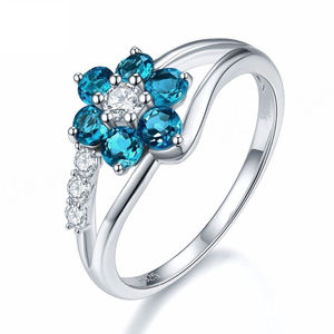 925 <b>Sterling</b> <b>Silver</b> Rhodium Plated Tanzanite Engagement <b>Ring</b> for Wedding Anniversary Party - Product Image 1