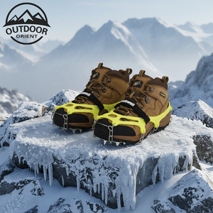 ORIENT Factory Vente en gros Crampons portables d'extérieur à 13 dents pour glace et neige en acier inoxydable, caoutchouc et silicone - Product Image 1