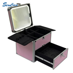 Boîte à maquillage en aluminium avec tiroir Mallette de voyage <span class=keywords><strong>rose</strong></span> Organisateur cosmétique <span class=keywords><strong>et</strong></span> <span class=keywords><strong>valise</strong></span> cosmétique - Product Image 1