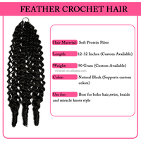 Extensions de cheveux au crochet Deep Wave pré-bouclées, sans nœuds, pré-séparées, effet plume, 18 pouces, tissage au crochet Miracle Knots