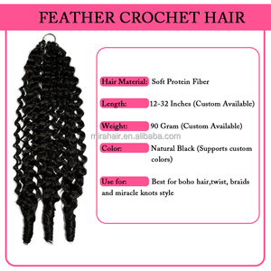 Extensiones de Cabello de Ganchillo con Ondas Profundas, Pre-Enlazadas, Sin Nudos, Pre-Separadas, Tipo Pluma, 18 Pulgadas, Cabello para Tejer con Ganchillo Miracle Knots - Product Image 3