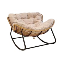 Fauteuil à bascule durable et confortable avec structure métallique - Design moderne, revêtement en lin, utilisation en salon, fauteuil multifonctionnel pour adultes