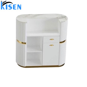 Kisen Spa Furniture Reception Counter Front <b>Desk</b> Table with White Marble on Top Size and Color Customizable - Product Image 5