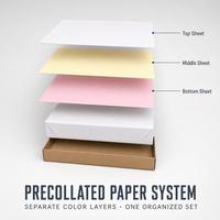 Papier autocopiant en rouleau 3 plis 57x40mm, haute résolution, écologique, pour reçus avec zone de glissement pour carte, codage couleur