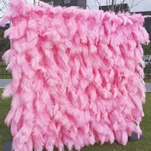 Suministros para Fiestas de Cumpleaños, Alquiler de Cabinas de <span class=keywords><strong>Fotos</strong></span>, Pared de Flores de 8 pies x 8 pies, Telones de Fondo Enrollables de Plumas de Avestruz Blancas para Eventos - Product Image 5