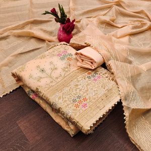 Tissu d'organza de soie de matériel de robe de Jacquard de Banarasi d'approvisionnement direct d'usine pour la fabrication de robe à prix abordable - Product Image 5