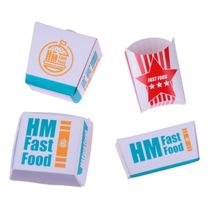 Hamburger Box Wholesale Custom Disposable Takeaway Food Sandwich Hamburger Burger Bread Cake Bacon Fried Chicken Chips French Fries Paper Box
