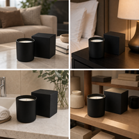 Bougie parfumée en cire de soja dans un bocal en verre noir mat avec boîte, design moderne, parfum frais pour la décoration de la maison