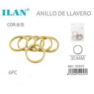 Llavero Ilan de 35 mm, color dorado, juego de 6 piezas para llaves y accesorios - Product Image 3