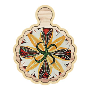 Reposacucharas redondo de dolomita blanca con diseño floral, aislamiento térmico, revestimiento antideslizante, forma de raqueta, soporte para ollas para uso en la cocina - Product Image 1