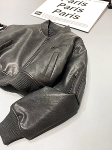 OEM بيع بالجملة عالية الشارع الأمريكية الرجعية فتاة التوابل القطن الطيار الجلود جاكي سميكة المتعثرة الجلود سترة البيسبول - Product Image 3