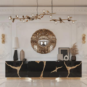 Luxury Modern Italian Convertible Stainless Steel Base Wood Veneer <b>Sideboard</b> for Dining Living Room & Hotel Use - Product Image 5