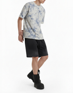 Nuova T-shirt personalizzata da uomo con stampa animalier effetto burnout Cold Plum 200gsm, 60% cotone 35% poliestere 5% spandex, maniche corte, delicata sulla pelle - Product Image 6